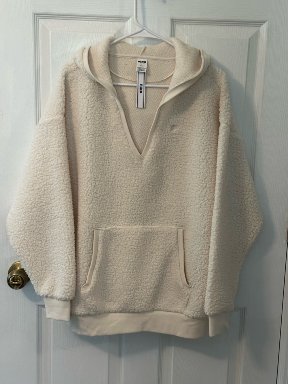 PINK Victoria's Secret, oversized, Cream Sherpa Hoodie